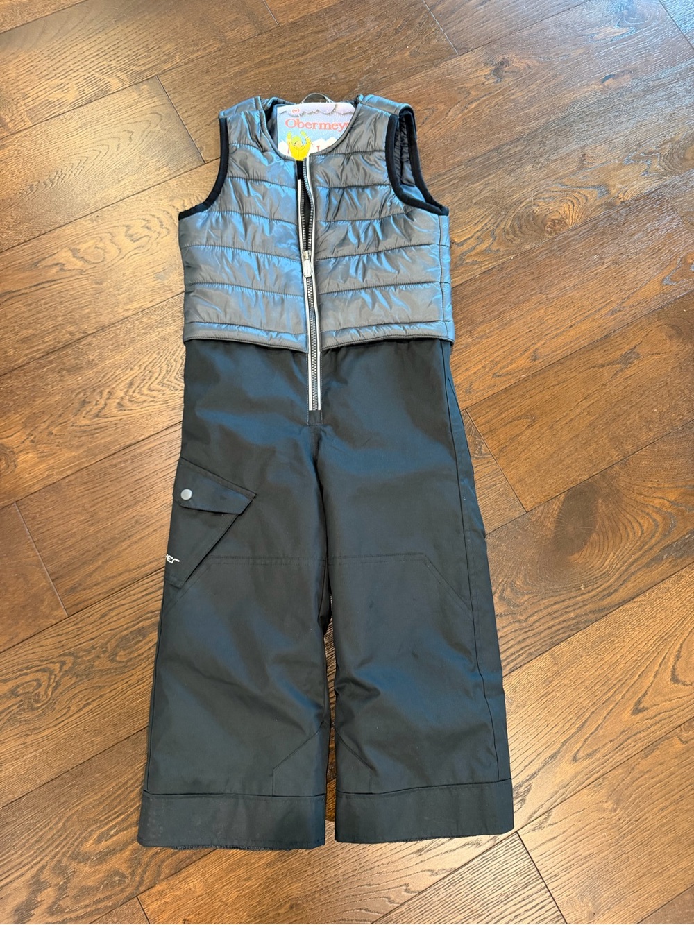 Kids obermeyer i grow extended wear system ski snow bib size 4